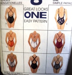 7653 Simplicity  8 1 PC STRAPPY STRETCH KNIT BATHING SUITS PATTERN 12, 20 choice